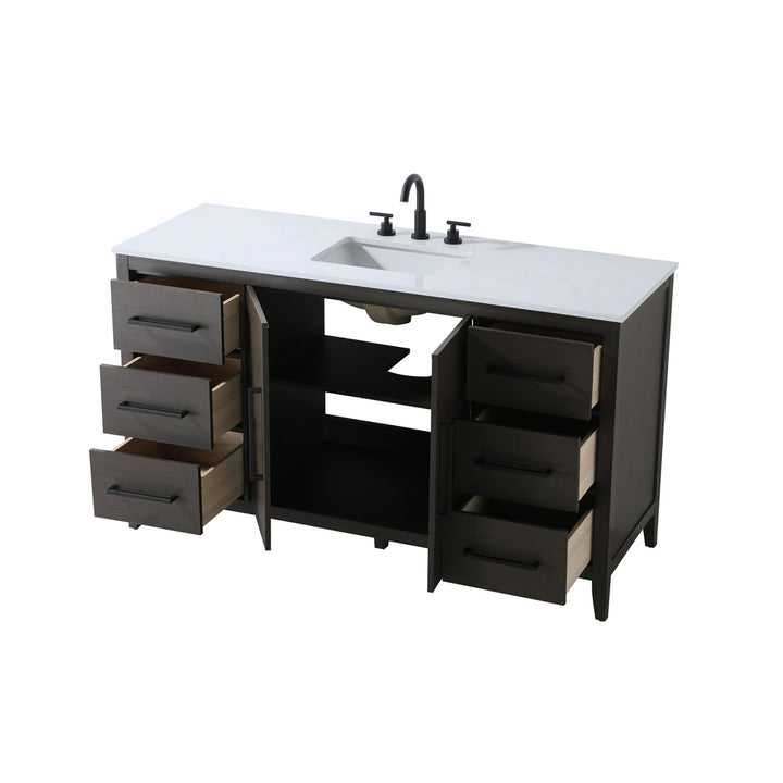 60 Inch Single Bathroom Vanity In Mocha Brown - View 5 - Joshua Marshal