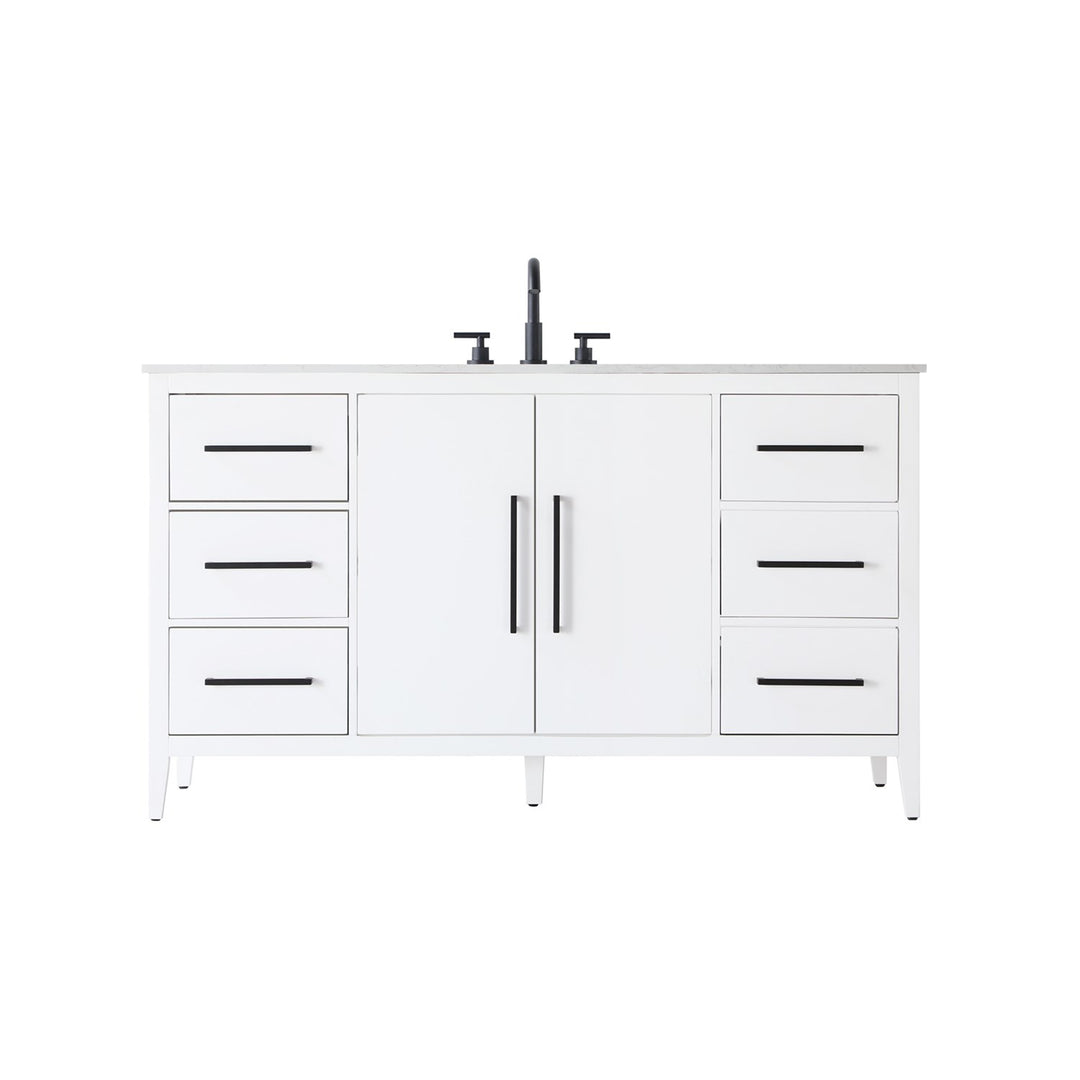 60 Inch Single Bathroom Vanity In White - View 3 - Joshua Marshal