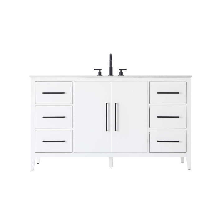 60 Inch Single Bathroom Vanity In White - View 3 - Joshua Marshal