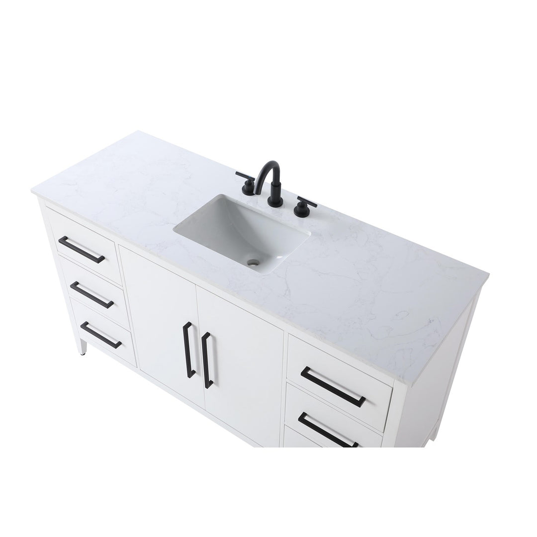 60 Inch Single Bathroom Vanity In White - View 5 - Joshua Marshal