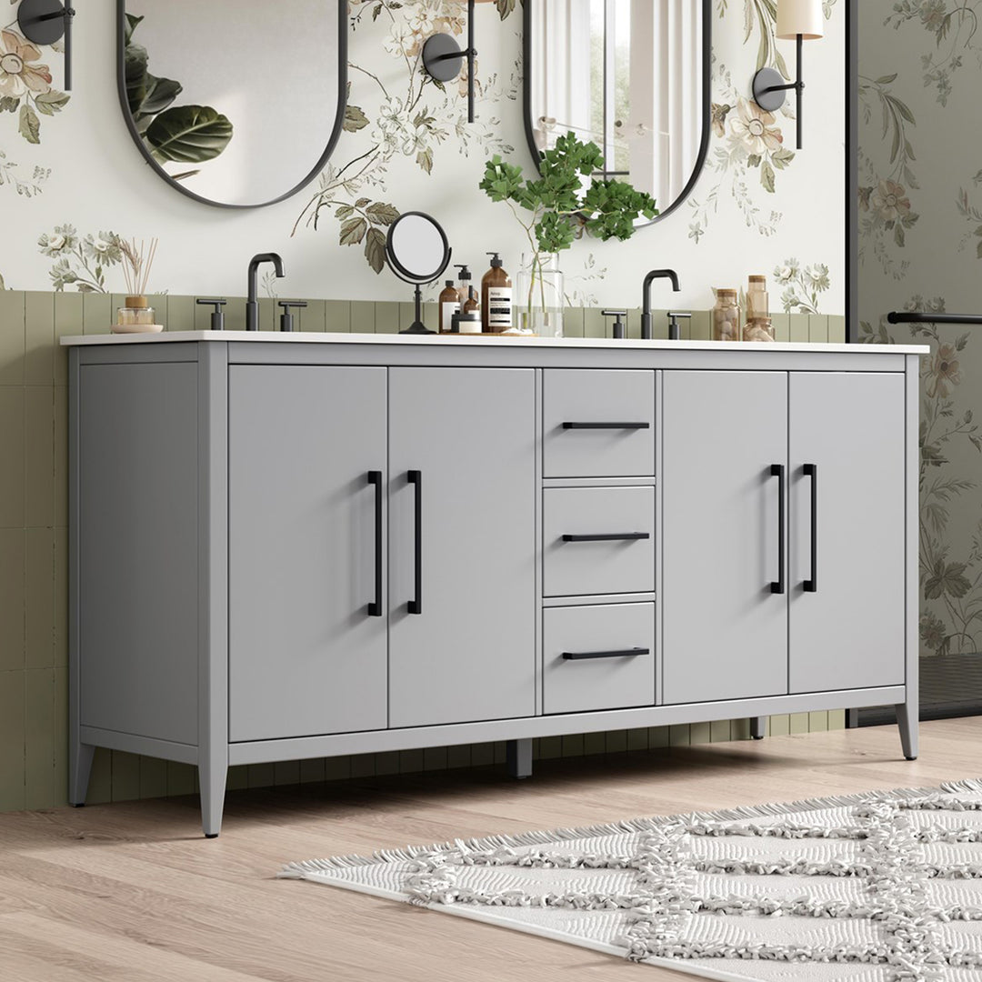 72 Inch Double Bathroom Vanity In Grey Grey Finish - KITCHEN & BATH by Joshua Marshal