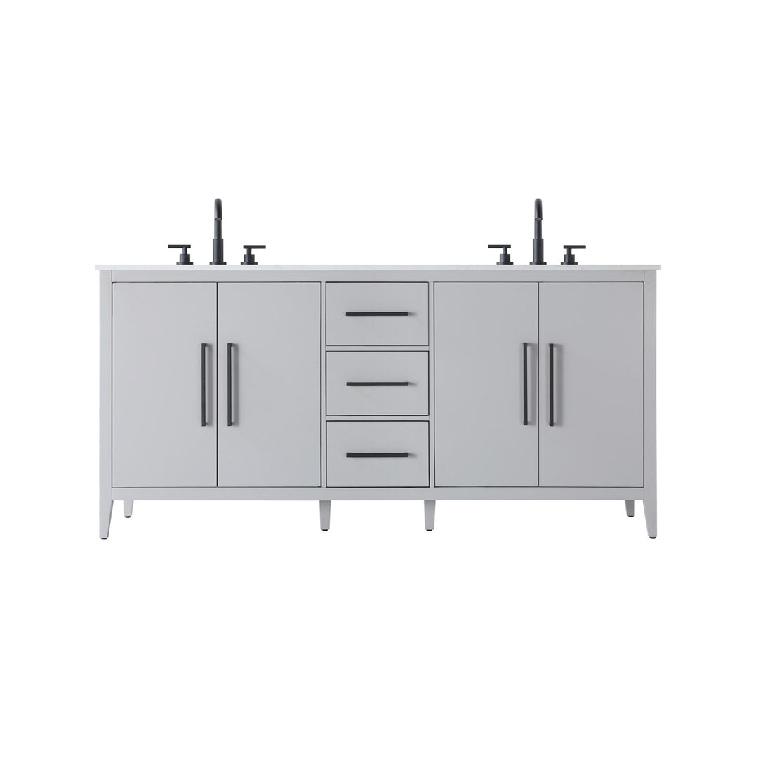 72 Inch Double Bathroom Vanity In Grey - View 3 - Joshua Marshal