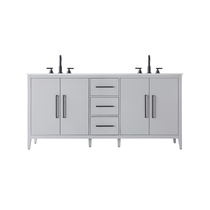 72 Inch Double Bathroom Vanity In Grey - View 3 - Joshua Marshal