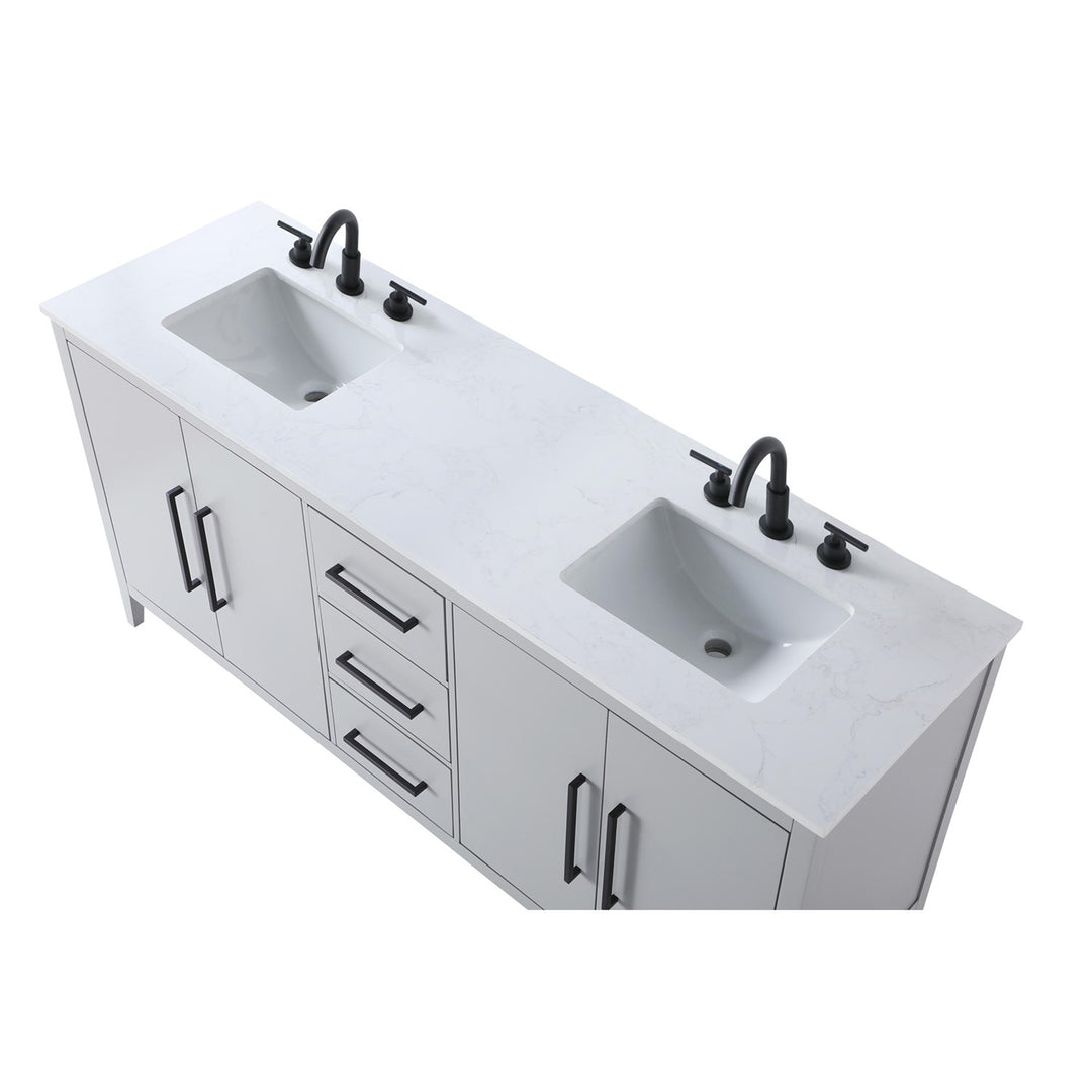 72 Inch Double Bathroom Vanity In Grey - View 5 - Joshua Marshal