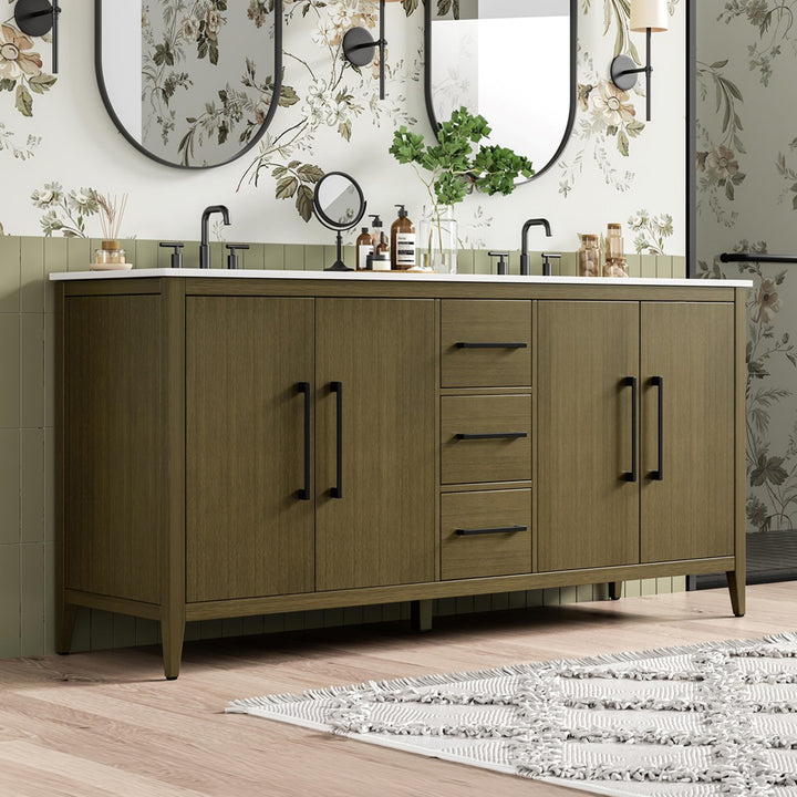 72 Inch Double Bathroom Vanity In Chestnut Brown Chestnut Brown Finish - KITCHEN & BATH by Joshua Marshal