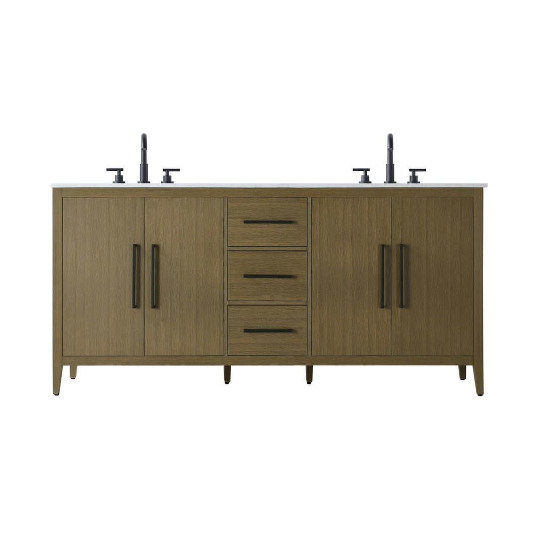 72 Inch Double Bathroom Vanity In Chestnut Brown - View 3 - Joshua Marshal