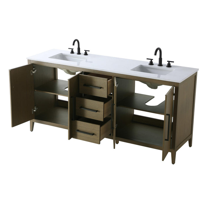 72 Inch Double Bathroom Vanity In Chestnut Brown - View 4 - Joshua Marshal