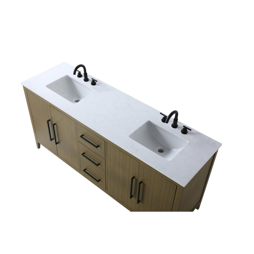 72 Inch Double Bathroom Vanity In Chestnut Brown - View 5 - Joshua Marshal