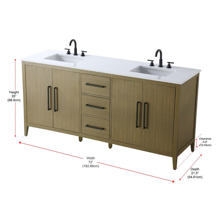 72 Inch Double Bathroom Vanity In Chestnut Brown - View 6 - Joshua Marshal