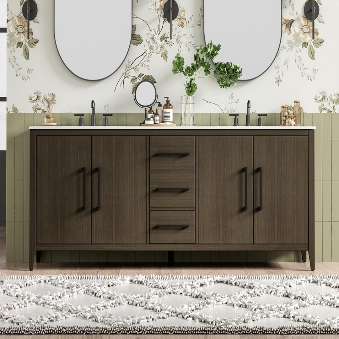 72 Inch Double Bathroom Vanity In Mocha Brown Mocha Brown Finish - KITCHEN & BATH by Joshua Marshal