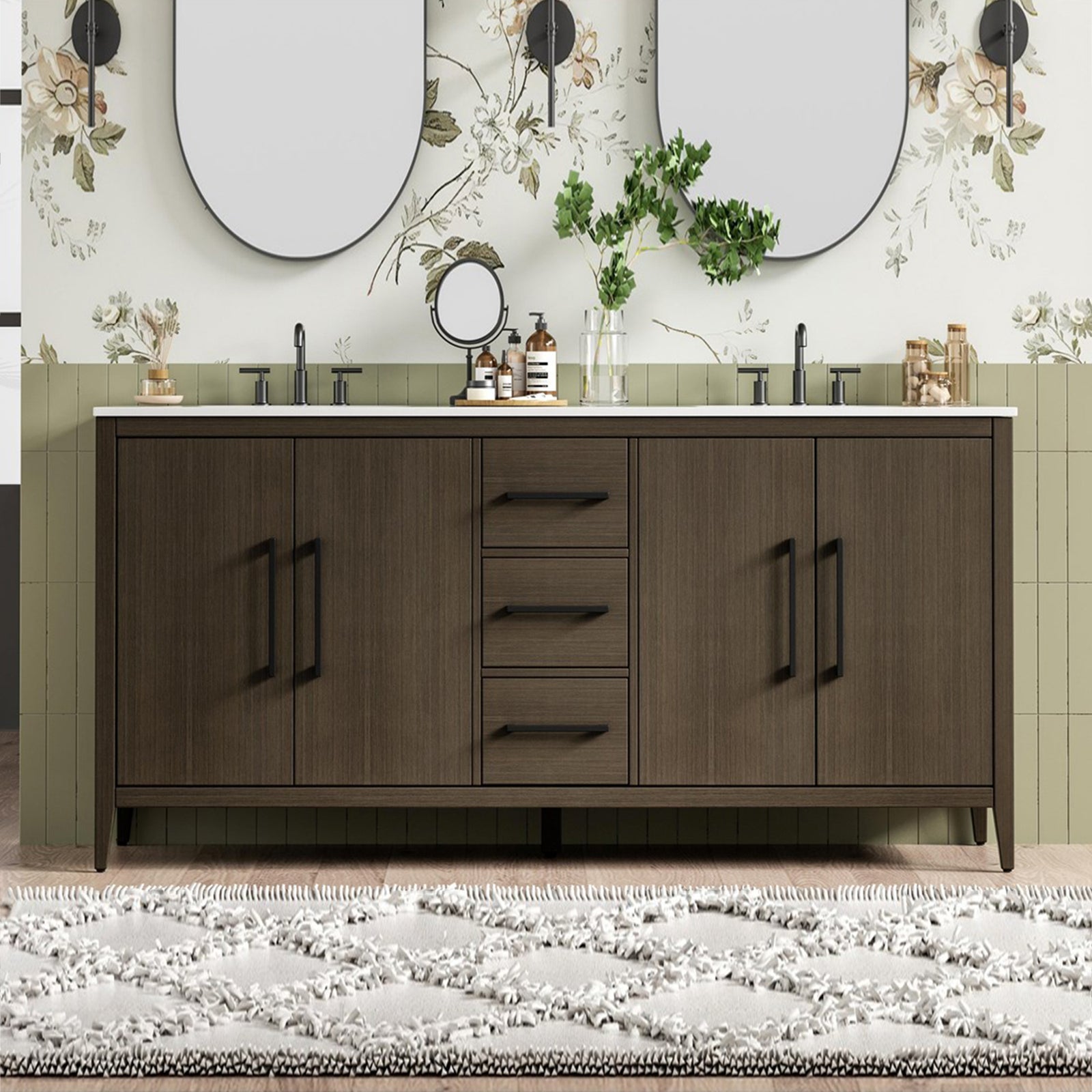 72 Inch Double Bathroom Vanity In Mocha Brown Mocha Brown Finish - KITCHEN & BATH by Joshua Marshal
