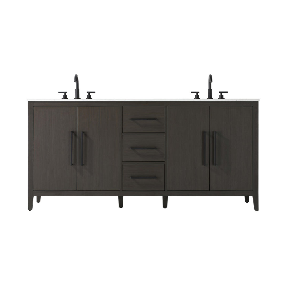 72 Inch Double Bathroom Vanity In Mocha Brown - View 3 - Joshua Marshal