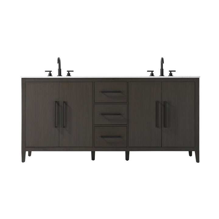 72 Inch Double Bathroom Vanity In Mocha Brown - View 3 - Joshua Marshal