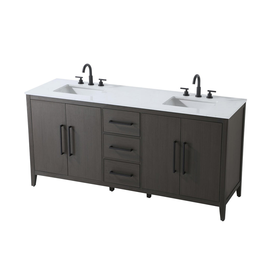 72 Inch Double Bathroom Vanity In Mocha Brown - View 4 - Joshua Marshal