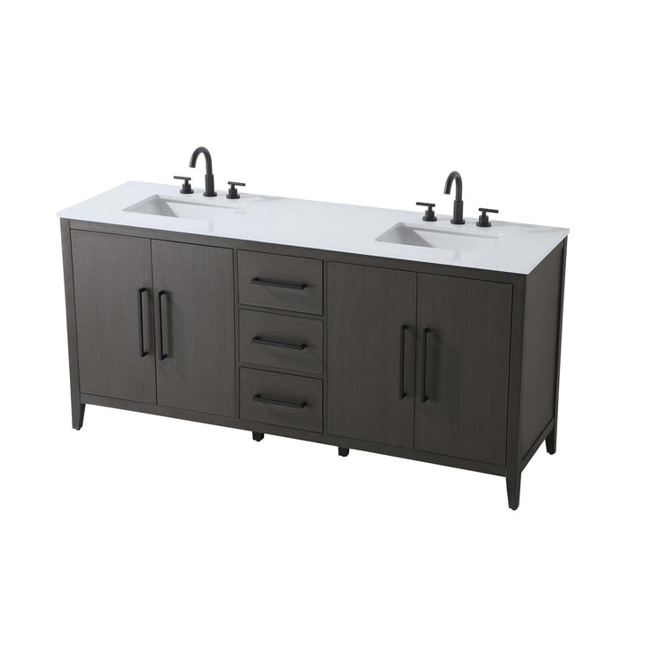 72 Inch Double Bathroom Vanity In Mocha Brown - View 4 - Joshua Marshal