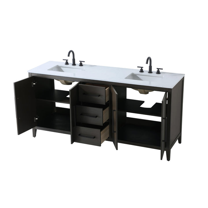 72 Inch Double Bathroom Vanity In Mocha Brown - View 5 - Joshua Marshal