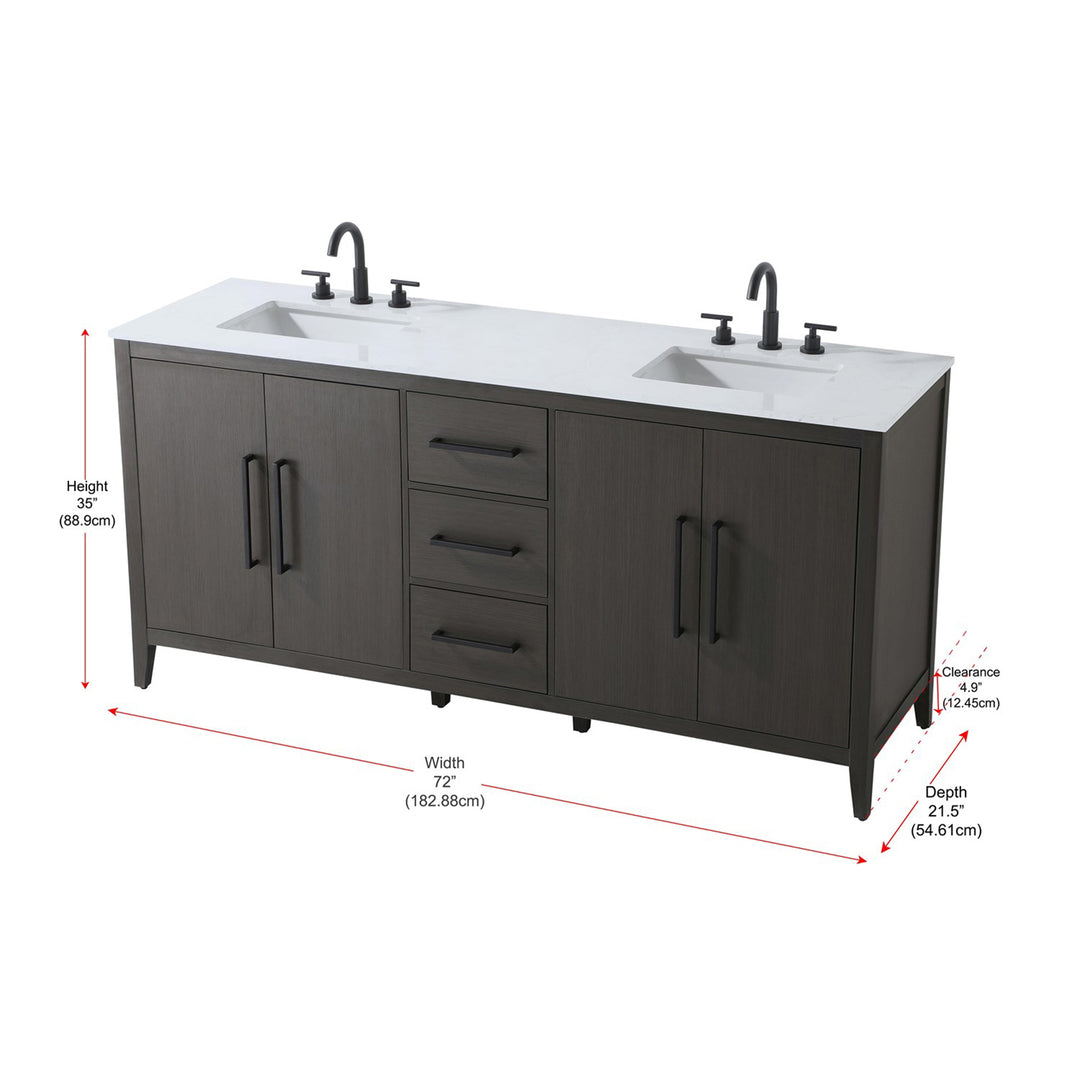 72 Inch Double Bathroom Vanity In Mocha Brown - View 6 - Joshua Marshal