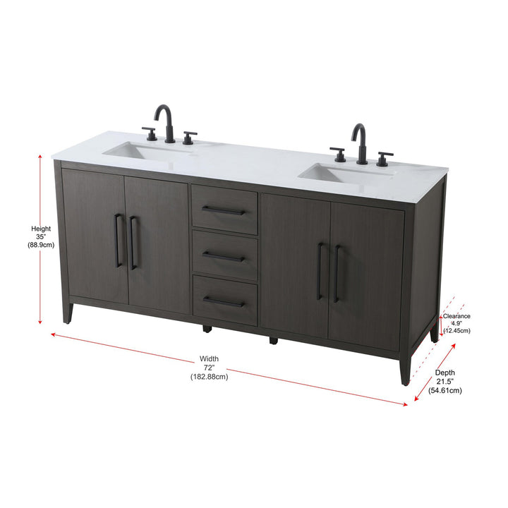 72 Inch Double Bathroom Vanity In Mocha Brown - View 6 - Joshua Marshal