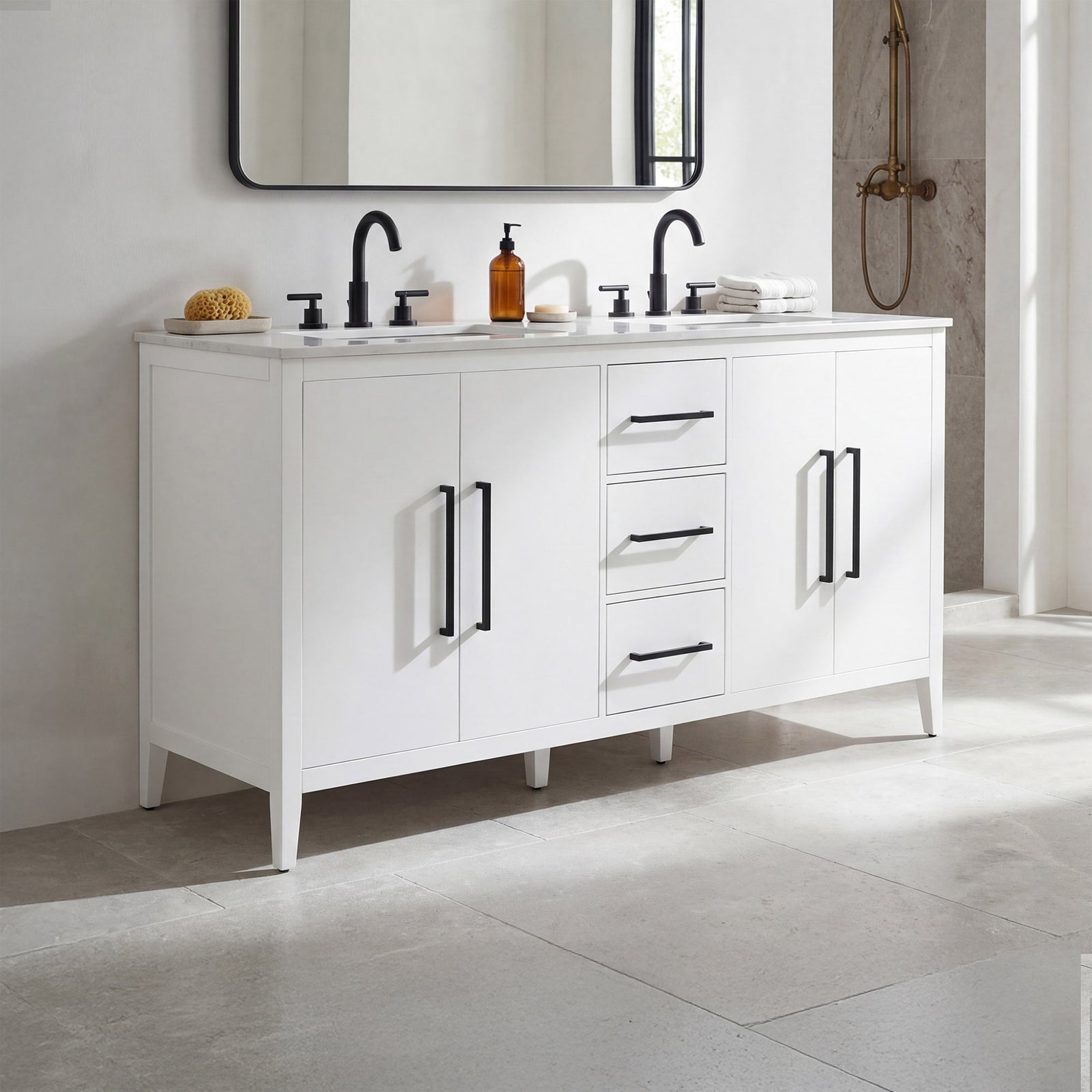 72 Inch Double Bathroom Vanity In White White Finish - KITCHEN & BATH by Joshua Marshal