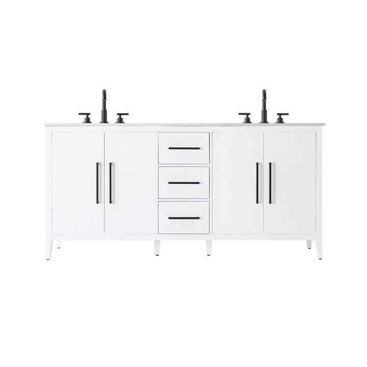 72 Inch Double Bathroom Vanity In White - View 3 - Joshua Marshal