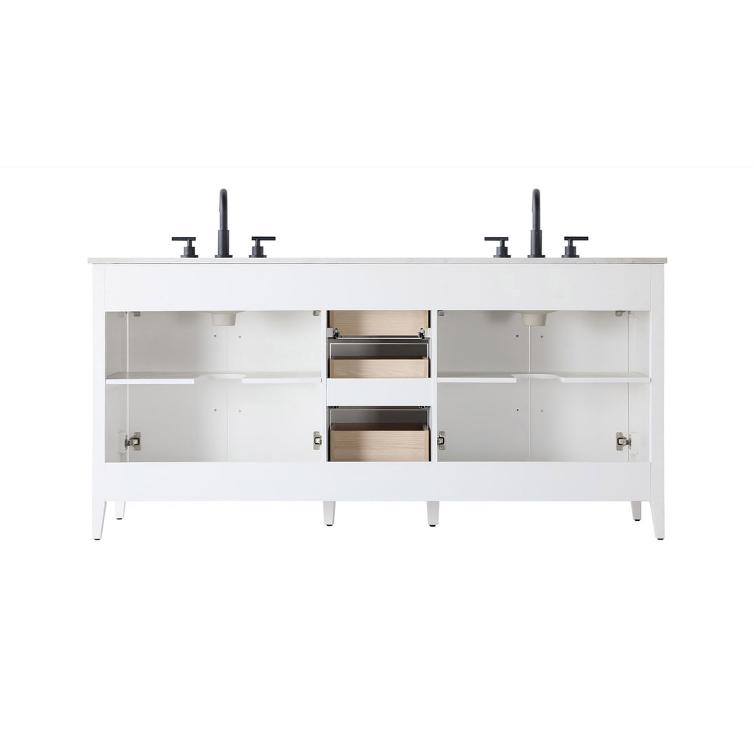 72 Inch Double Bathroom Vanity In White - View 6 - Joshua Marshal