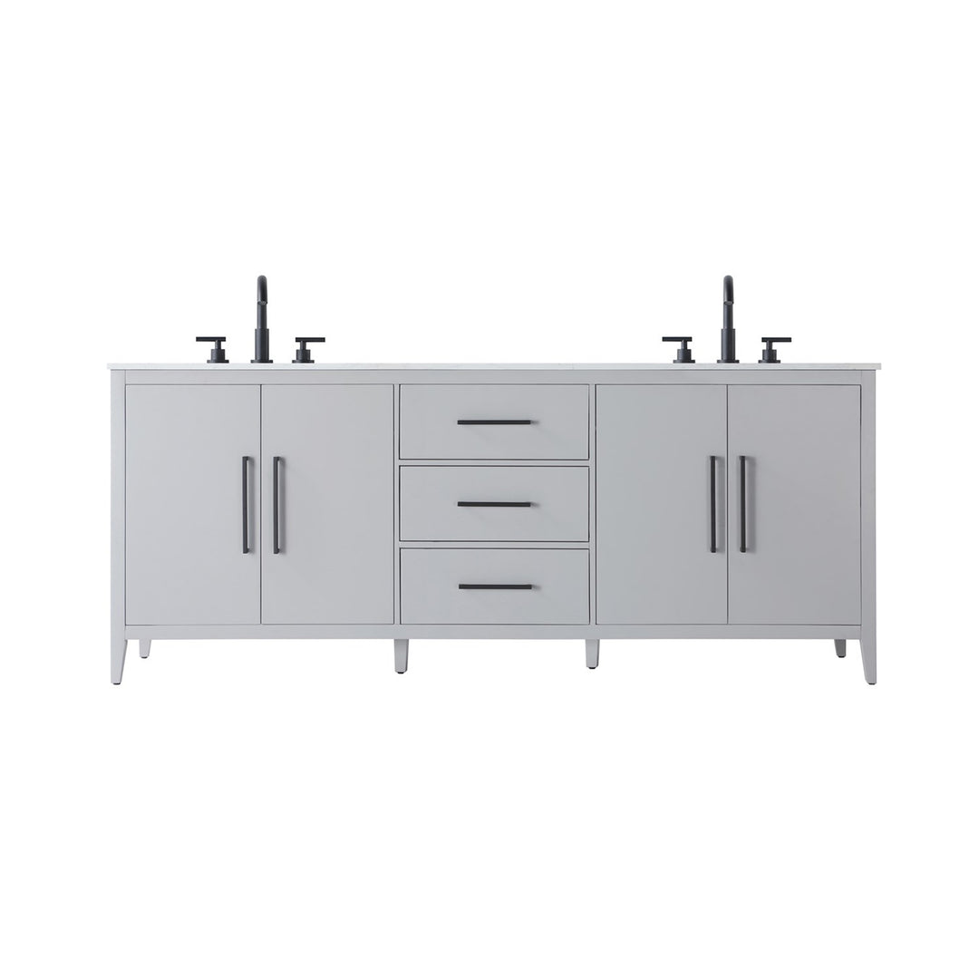 84 Inch Double Bathroom Vanity In Grey - View 4 - Joshua Marshal