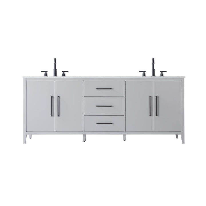 84 Inch Double Bathroom Vanity In Grey - View 4 - Joshua Marshal
