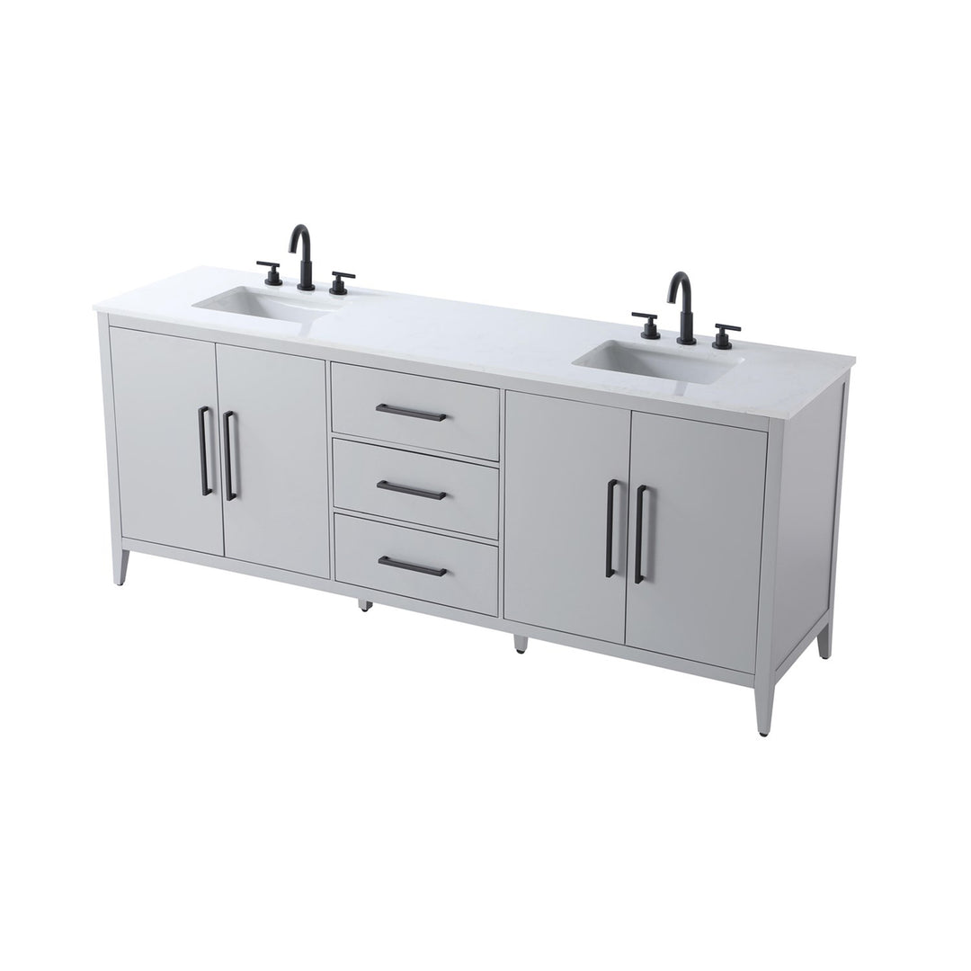84 Inch Double Bathroom Vanity In Grey - View 5 - Joshua Marshal