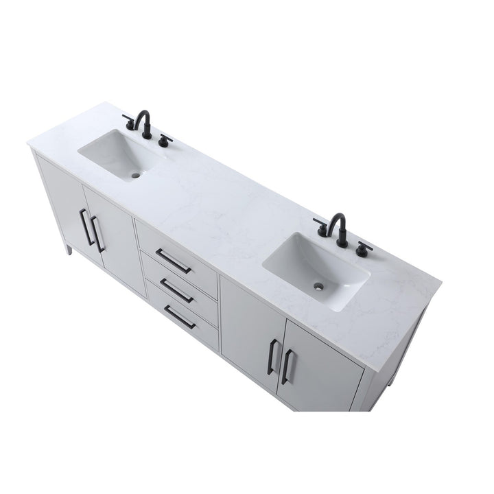 84 Inch Double Bathroom Vanity In Grey - View 6 - Joshua Marshal