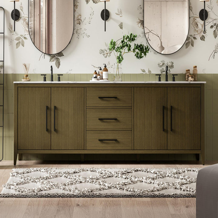 84 Inch Double Bathroom Vanity In Chestnut Brown Chestnut Brown Finish - KITCHEN & BATH by Joshua Marshal