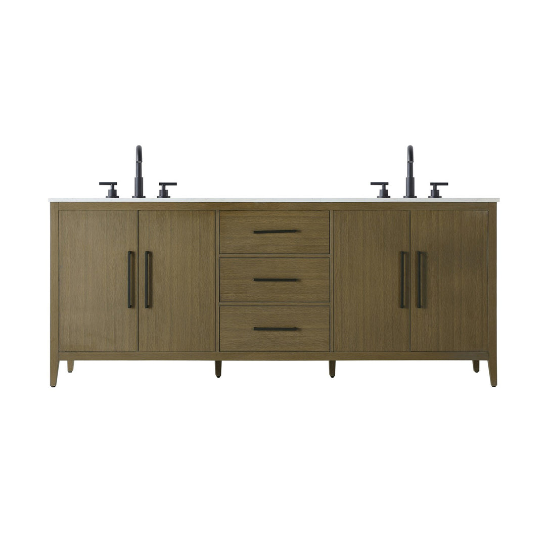 84 Inch Double Bathroom Vanity In Chestnut Brown - View 3 - Joshua Marshal