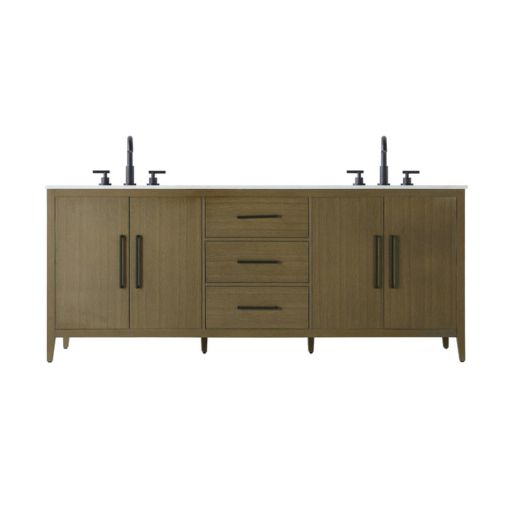 84 Inch Double Bathroom Vanity In Chestnut Brown - View 3 - Joshua Marshal