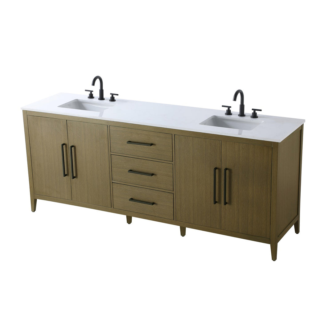 84 Inch Double Bathroom Vanity In Chestnut Brown - View 4 - Joshua Marshal