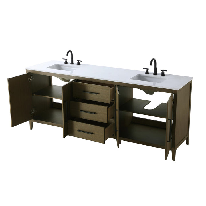 84 Inch Double Bathroom Vanity In Chestnut Brown - View 5 - Joshua Marshal