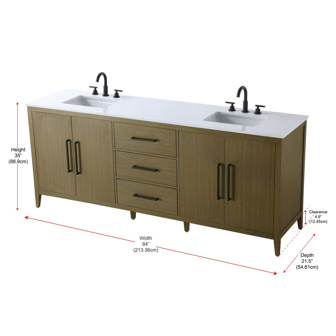 84 Inch Double Bathroom Vanity In Chestnut Brown - View 6 - Joshua Marshal