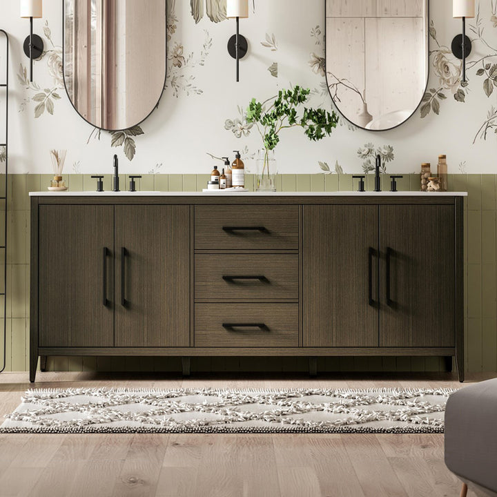 84 Inch Double Bathroom Vanity In Mocha Brown Mocha Brown Finish - KITCHEN & BATH by Joshua Marshal