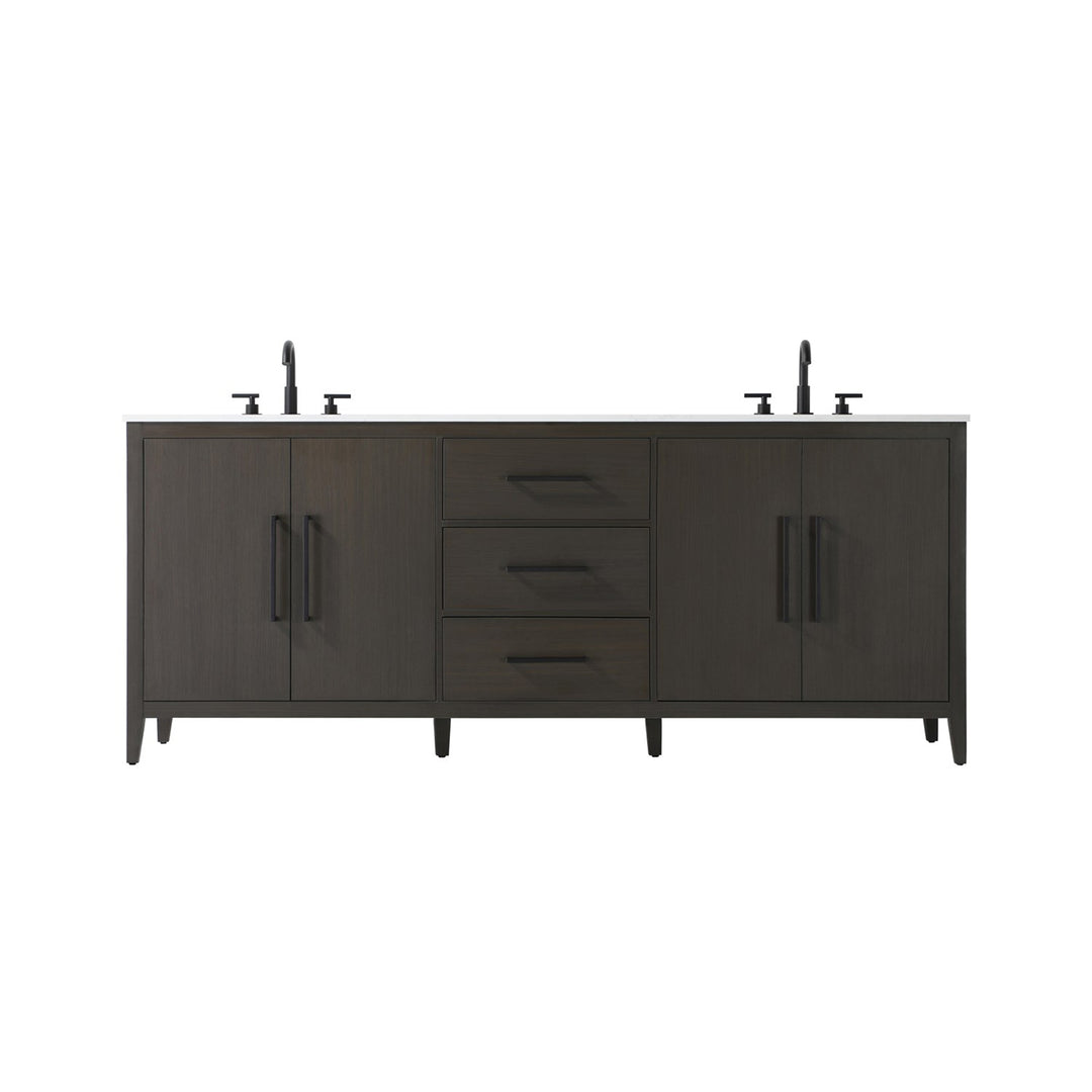 84 Inch Double Bathroom Vanity In Mocha Brown - View 3 - Joshua Marshal