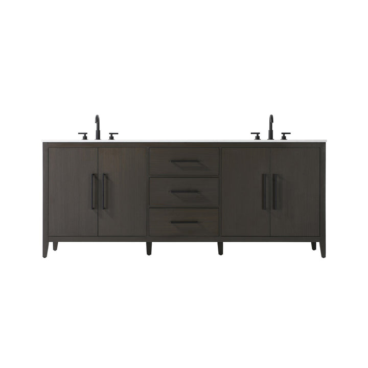 84 Inch Double Bathroom Vanity In Mocha Brown - View 3 - Joshua Marshal