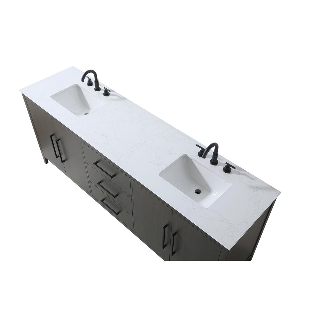 84 Inch Double Bathroom Vanity In Mocha Brown - View 5 - Joshua Marshal