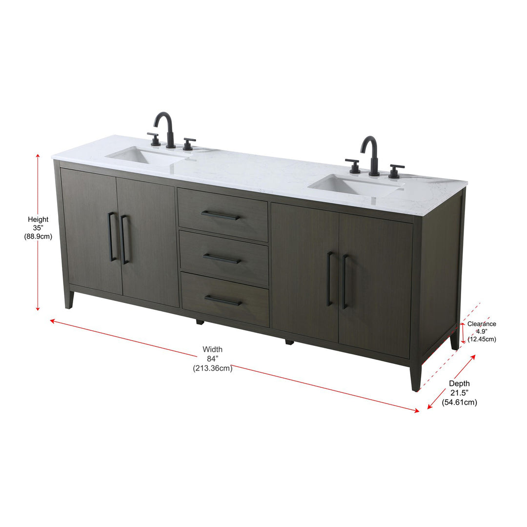 84 Inch Double Bathroom Vanity In Mocha Brown - View 6 - Joshua Marshal