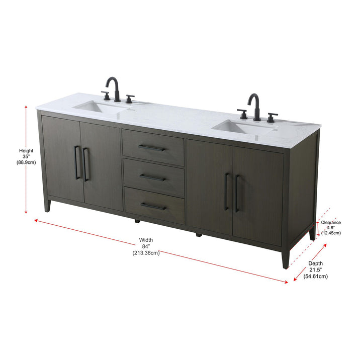 84 Inch Double Bathroom Vanity In Mocha Brown - View 6 - Joshua Marshal