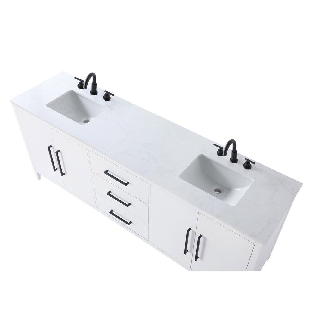 84 Inch Double Bathroom Vanity In White - View 5 - Joshua Marshal