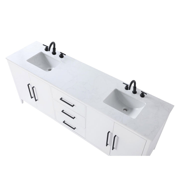 84 Inch Double Bathroom Vanity In White - View 5 - Joshua Marshal