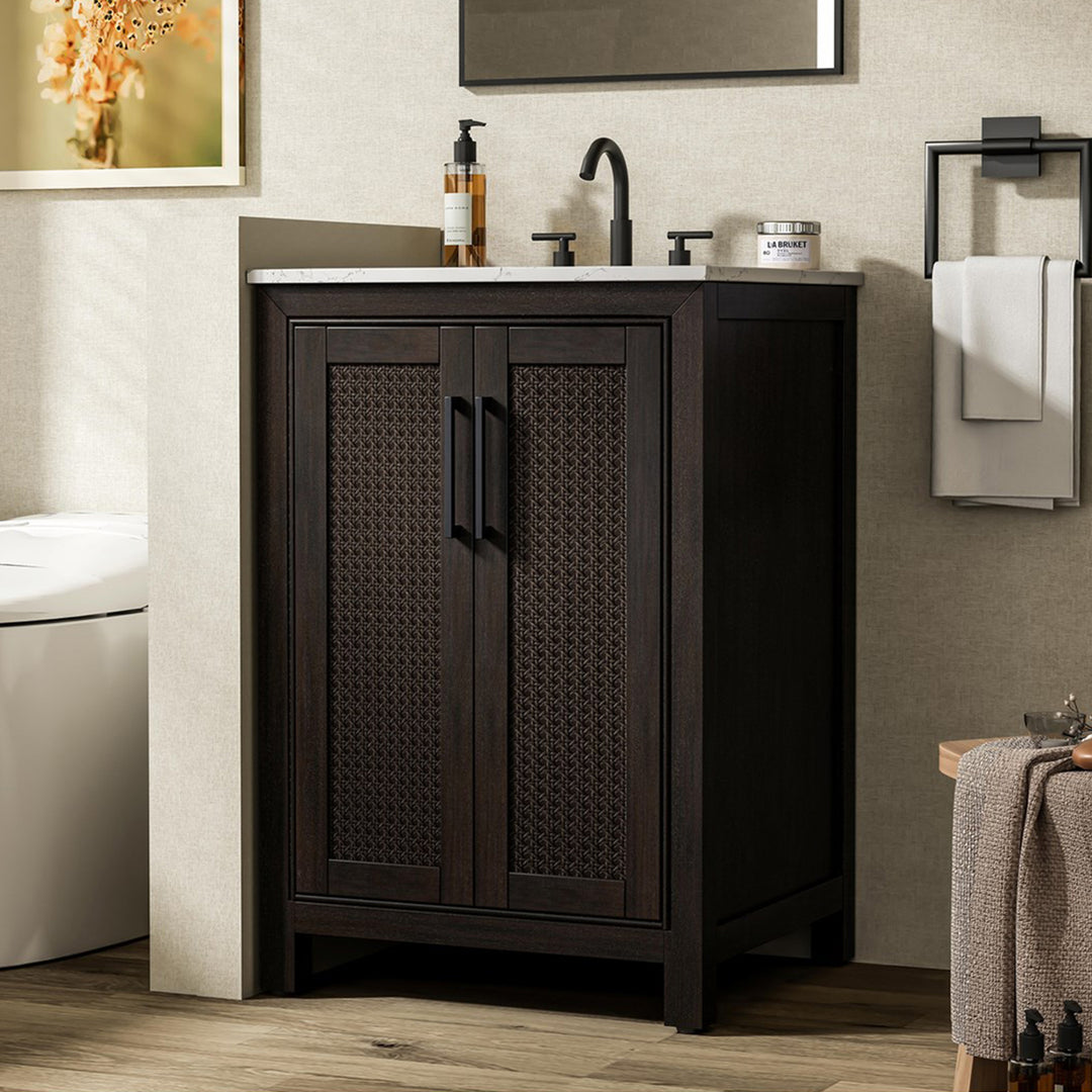 24 Inch Single Bathroom Vanity In Chocolate Oak Chocolate Oak Finish - KITCHEN & BATH by Joshua Marshal