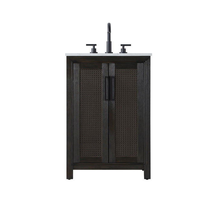 24 Inch Single Bathroom Vanity In Chocolate Oak - View 3 - Joshua Marshal