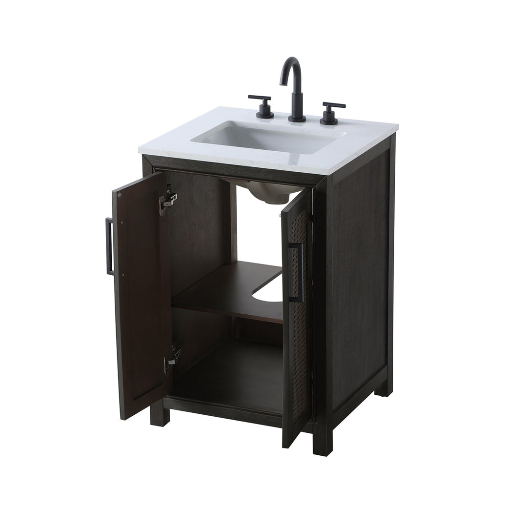 24 Inch Single Bathroom Vanity In Chocolate Oak - View 4 - Joshua Marshal