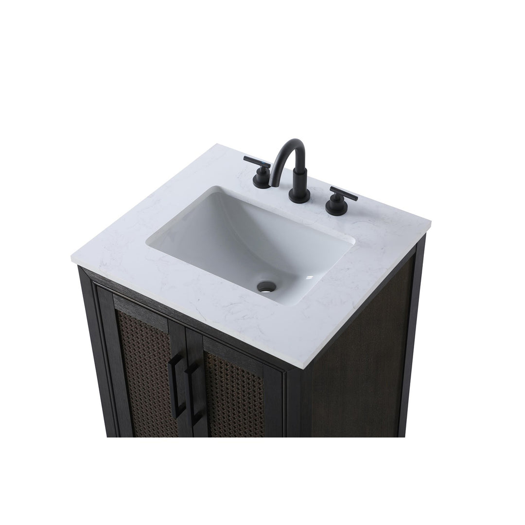 24 Inch Single Bathroom Vanity In Chocolate Oak - View 5 - Joshua Marshal