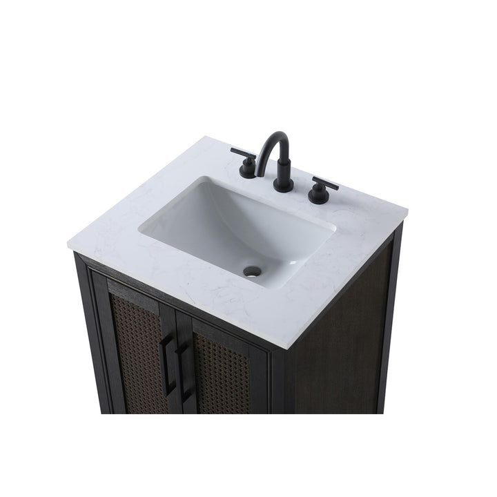 24 Inch Single Bathroom Vanity In Chocolate Oak - View 5 - Joshua Marshal