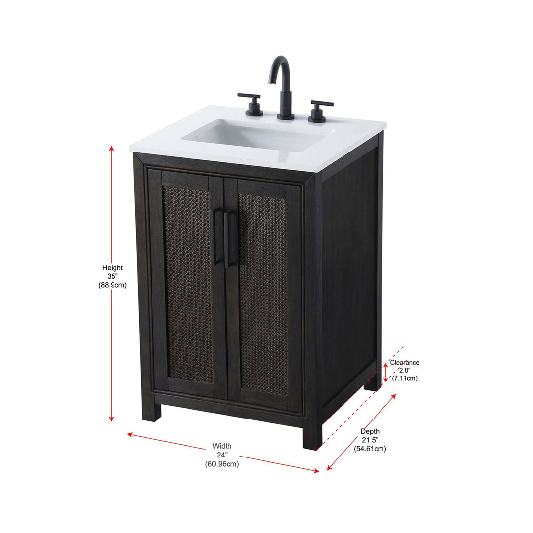 24 Inch Single Bathroom Vanity In Chocolate Oak - View 6 - Joshua Marshal