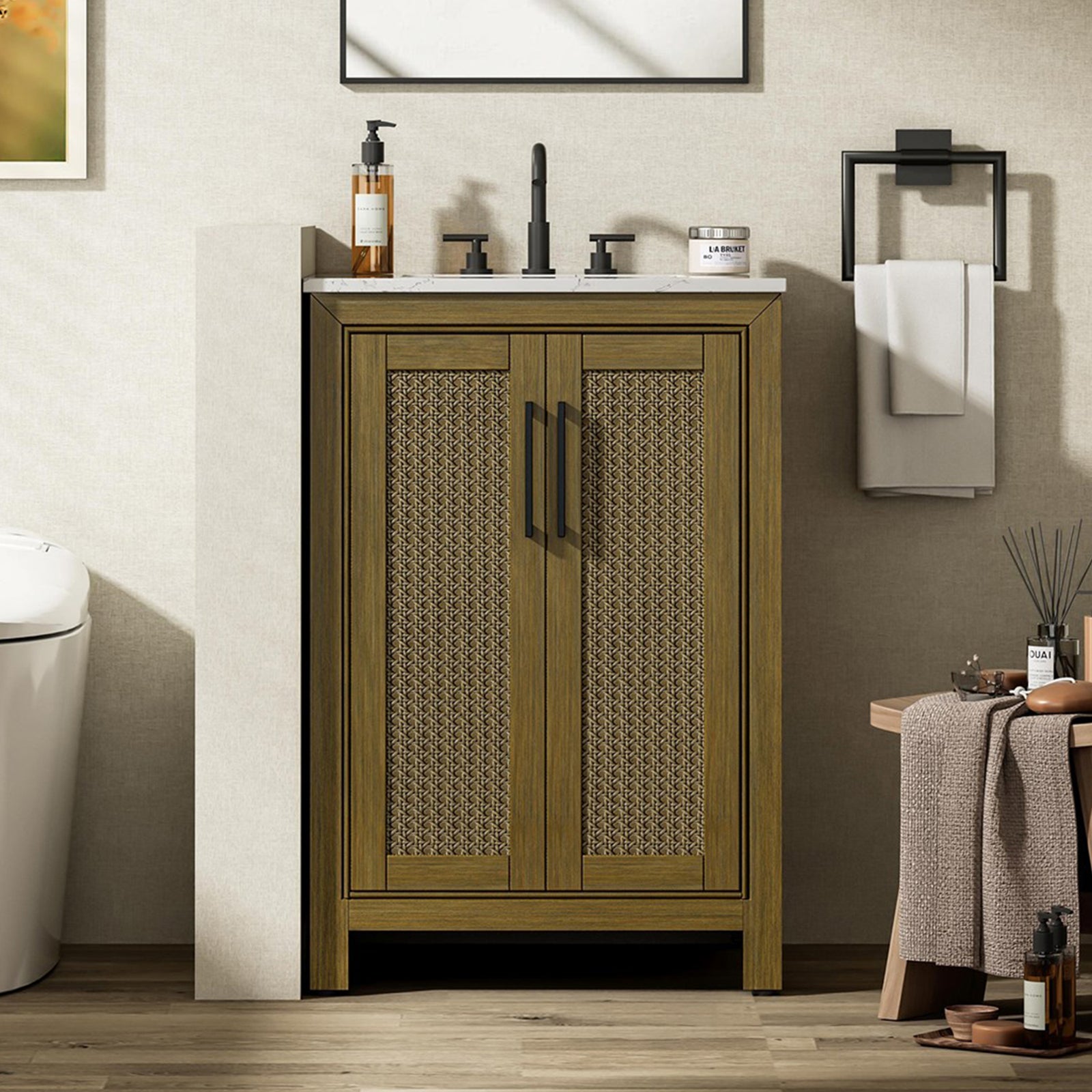 24 Inch Single Bathroom Vanity In Hazel Oak Hazel Oak Finish - KITCHEN & BATH by Joshua Marshal